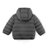 Gray Down Quilted Hooded Puffer Jacket