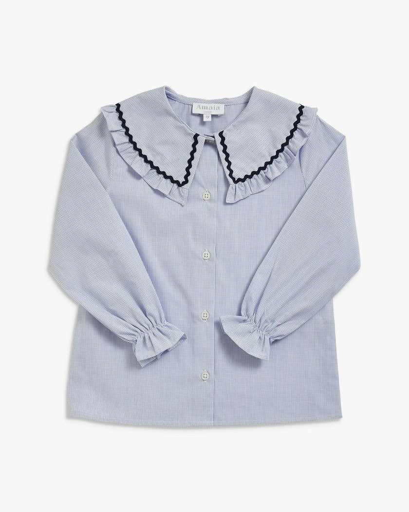 Isoline Blouse Navy Minicheck