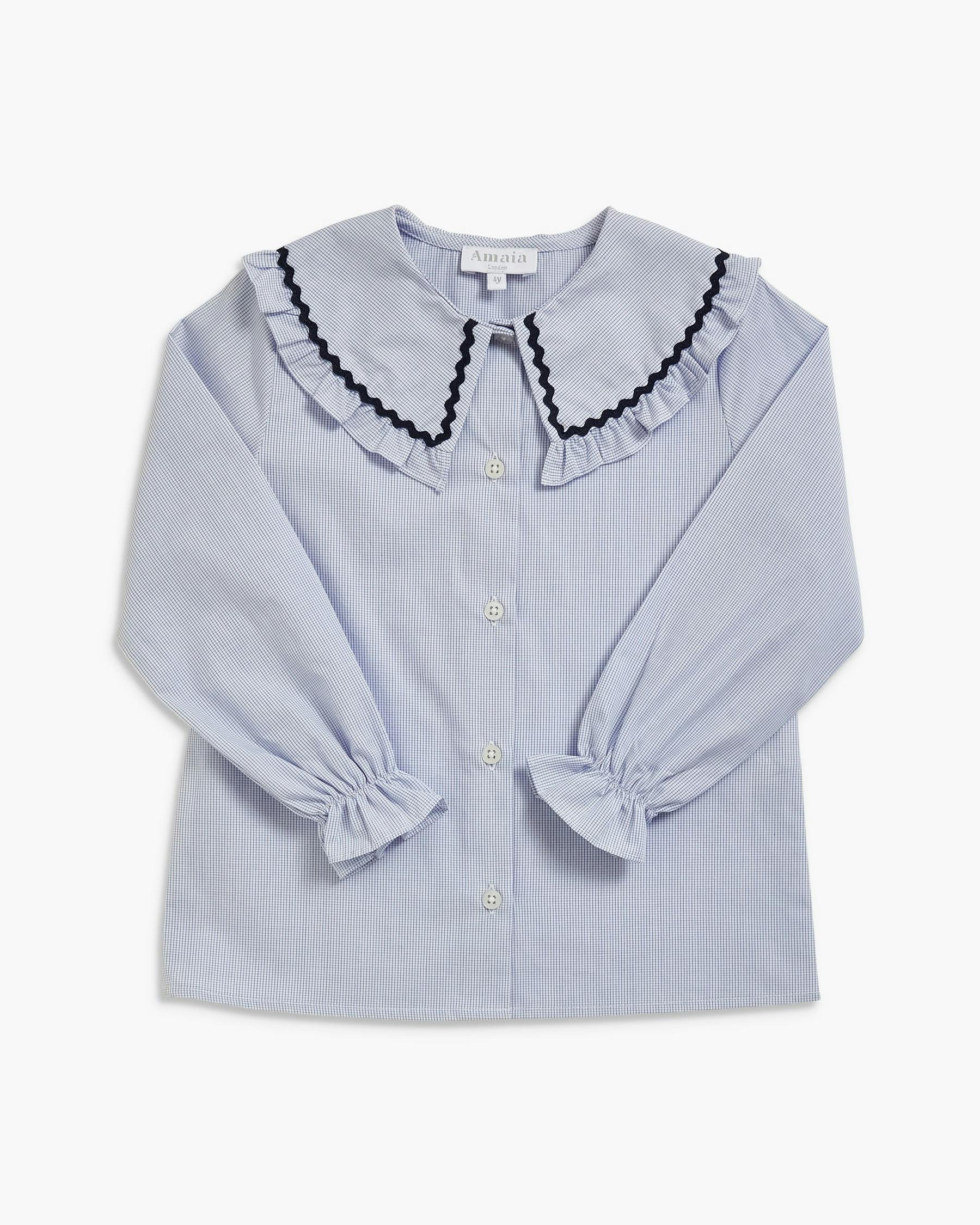 Isoline Blouse Navy Minicheck