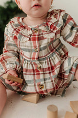 Girls Ruffled Collar Dress in Tartan Plaid