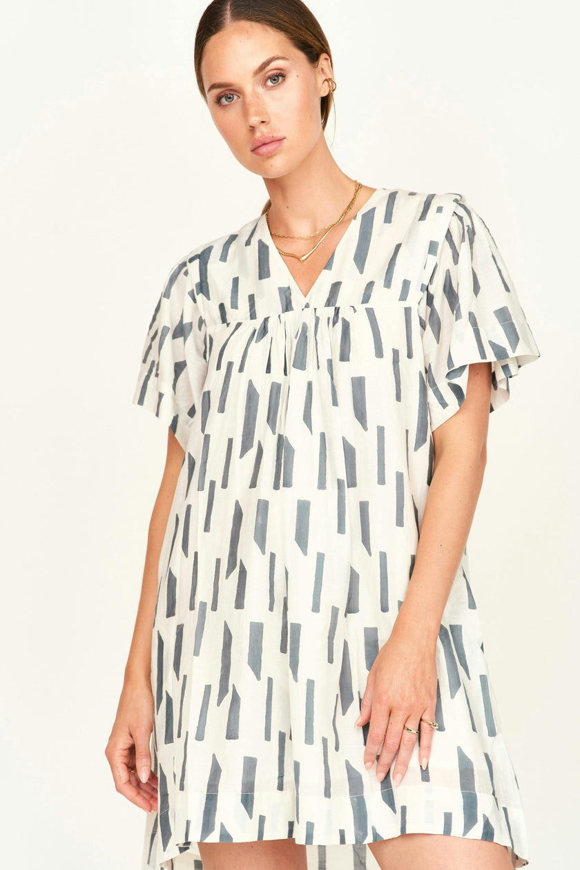 Belem Dress in White Rainfall