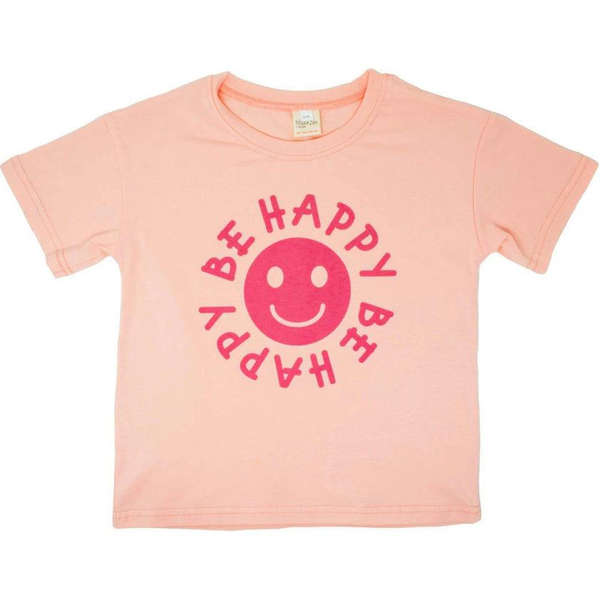 Happy Face "BE HAPPY" Message T-Shirt and Short Set Kids
