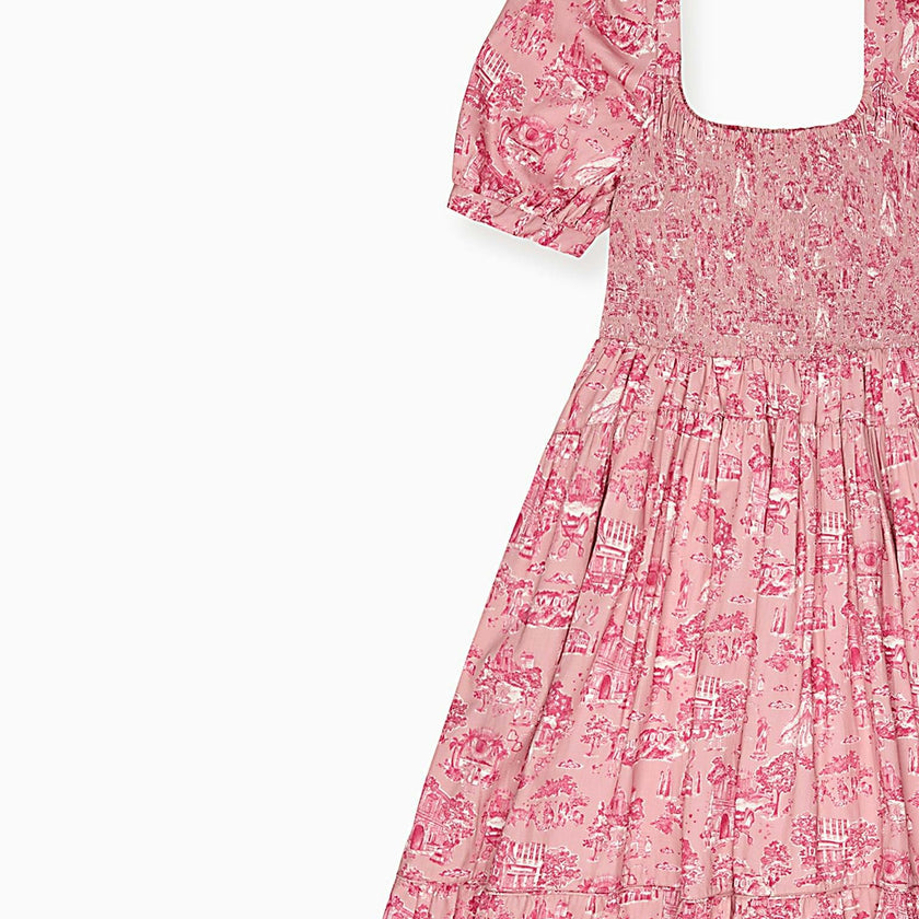 Nicky Hilton x La Coqueta Pink Toile de Jouy London Women Long Dress