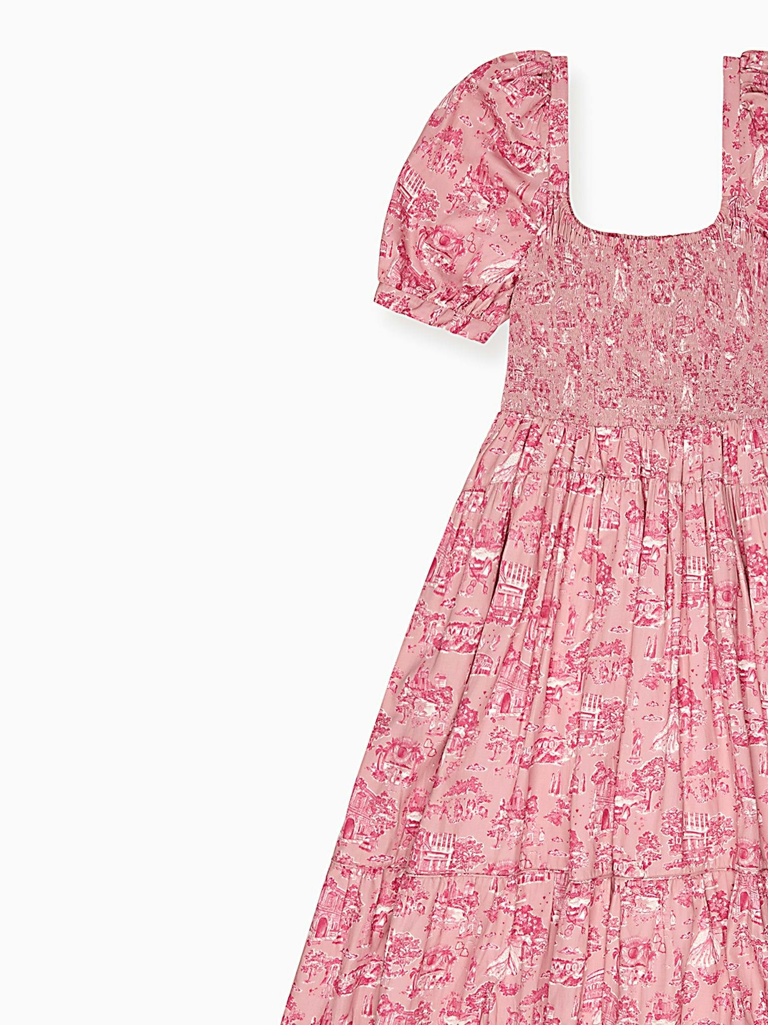 Nicky Hilton x La Coqueta Pink Toile de Jouy London Women Long Dress