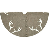 Handmade Felt Antlers Gray Christmas Tree Skirt 60" / 72" Arcadia Home