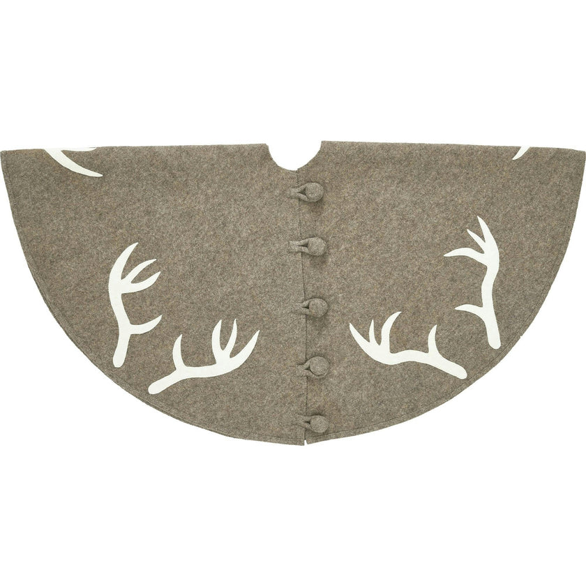 Handmade Felt Antlers Gray Christmas Tree Skirt 60" / 72"