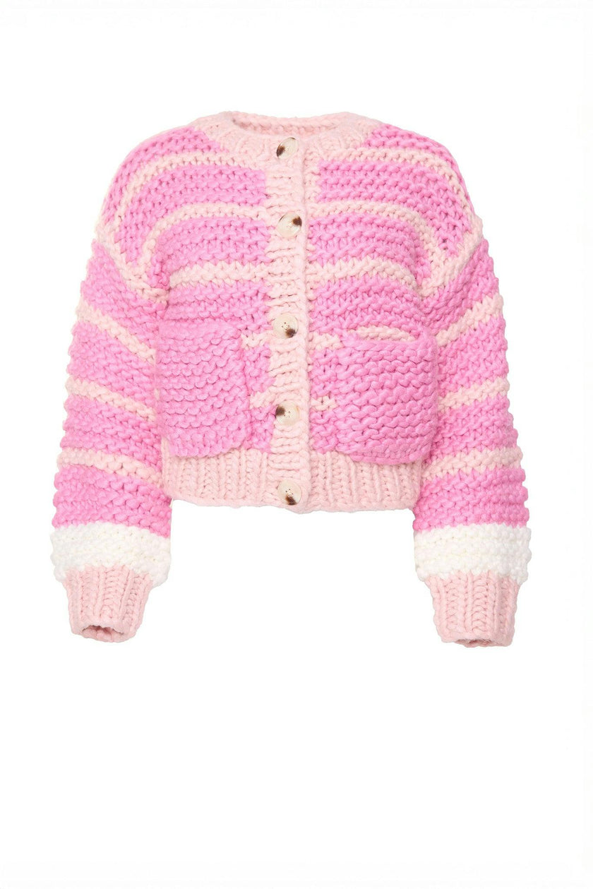 Bailey Cardigan in Pink Stripes