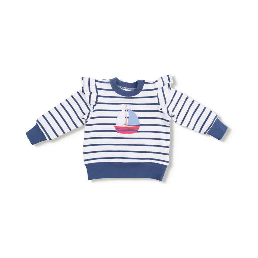 Bubbly Sailboat - Ruffle Sweatshirt & Paperbag Short