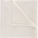 Scallop Trimmed Rib Knit Blanket Ivory