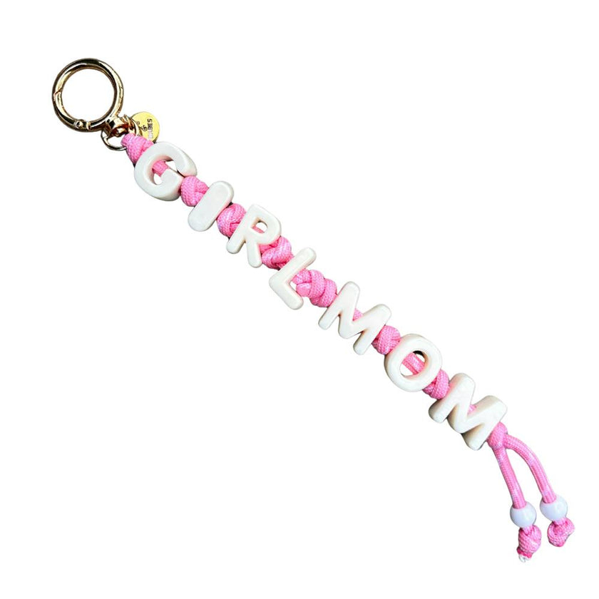 Girl Mom Keychain Bag Charm, Pink