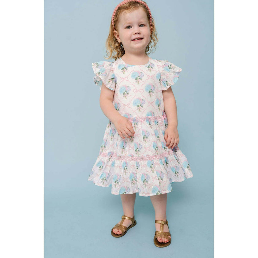 Hydrangeas with Bows Girls Twirl Dress