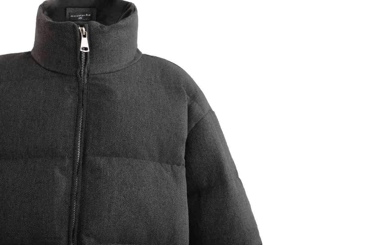 Black Puffer Jacket with High Collar