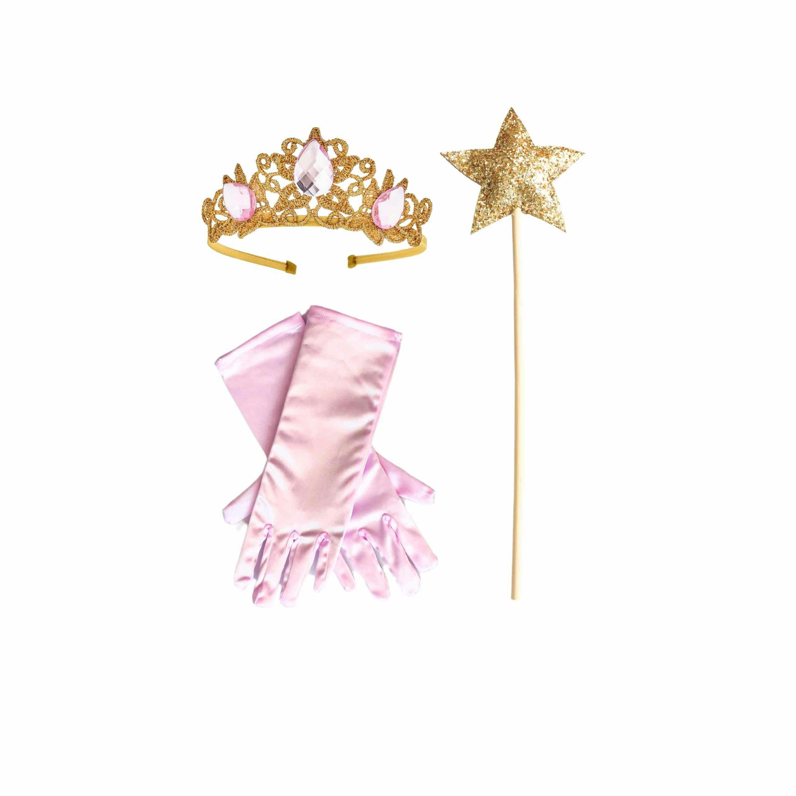 Golden Starlight Princess Crown & Wand Set - Pink & Gold