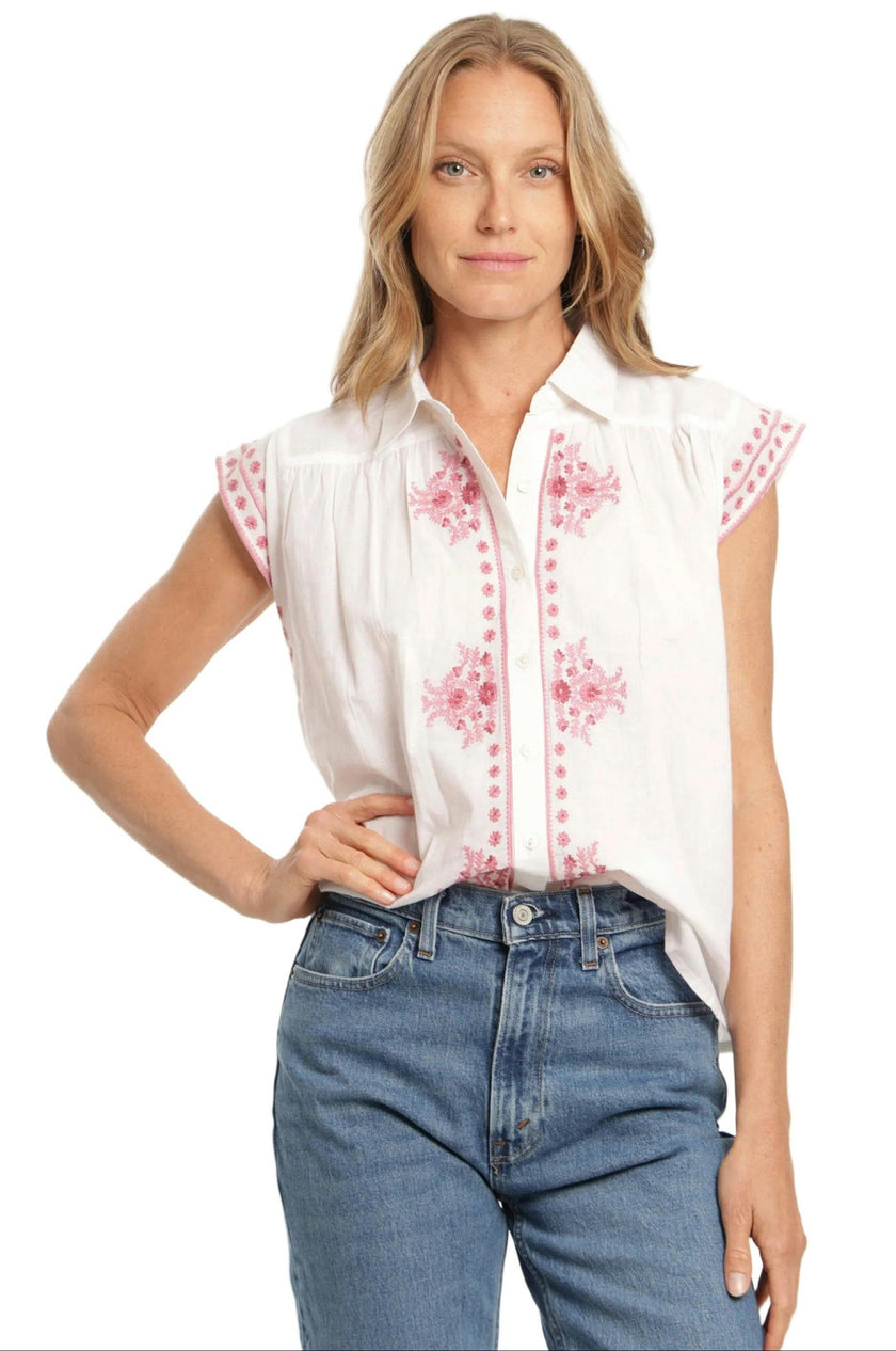 Esmeralda Blouse - White Blush