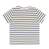 unisex cream and navy stripe boatneck tee