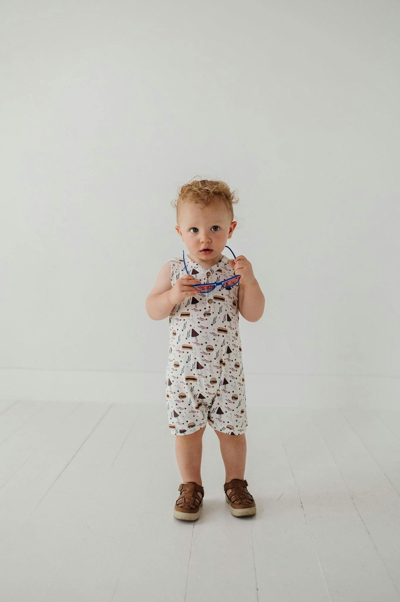 Boy's Sleeveless Romper Balloon Dogs