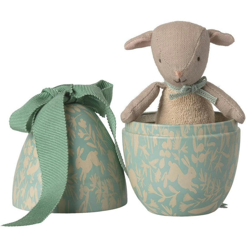 Easter egg with micro lamb, Small - Dusty mint