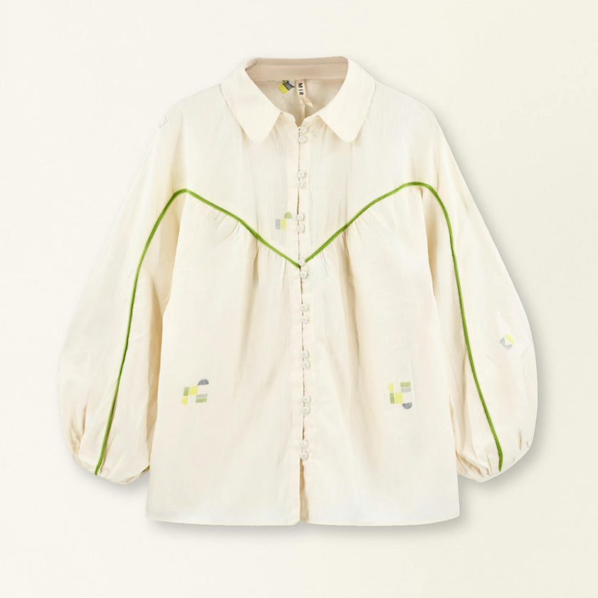 Midland Top in Lime Jamdani
