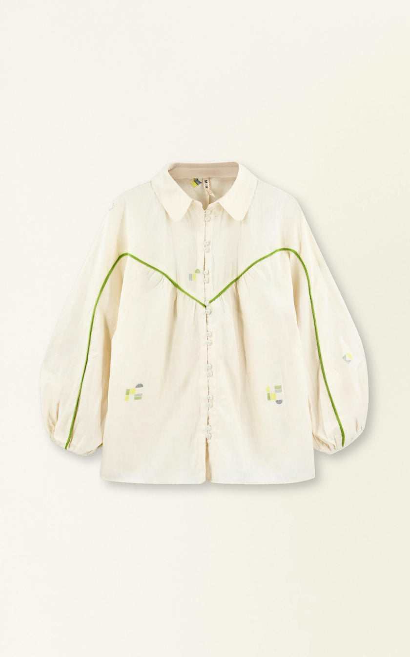 Midland Top in Lime Jamdani