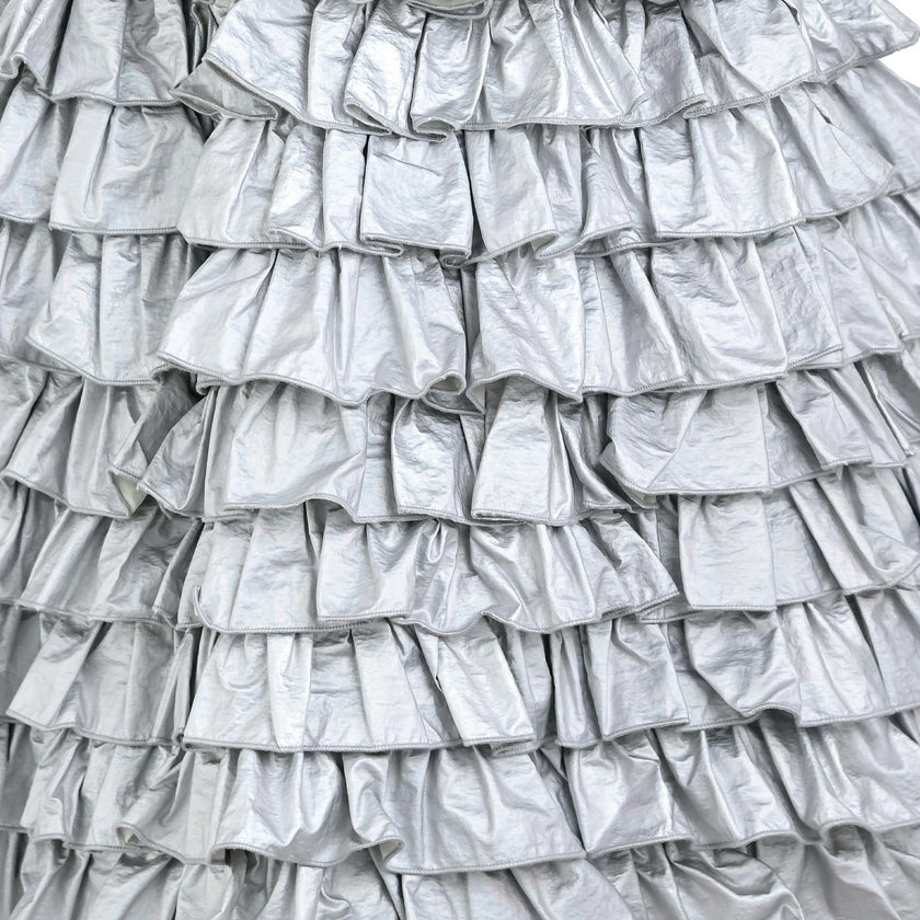 Silver Valeriane Tiered Ruffle Dress