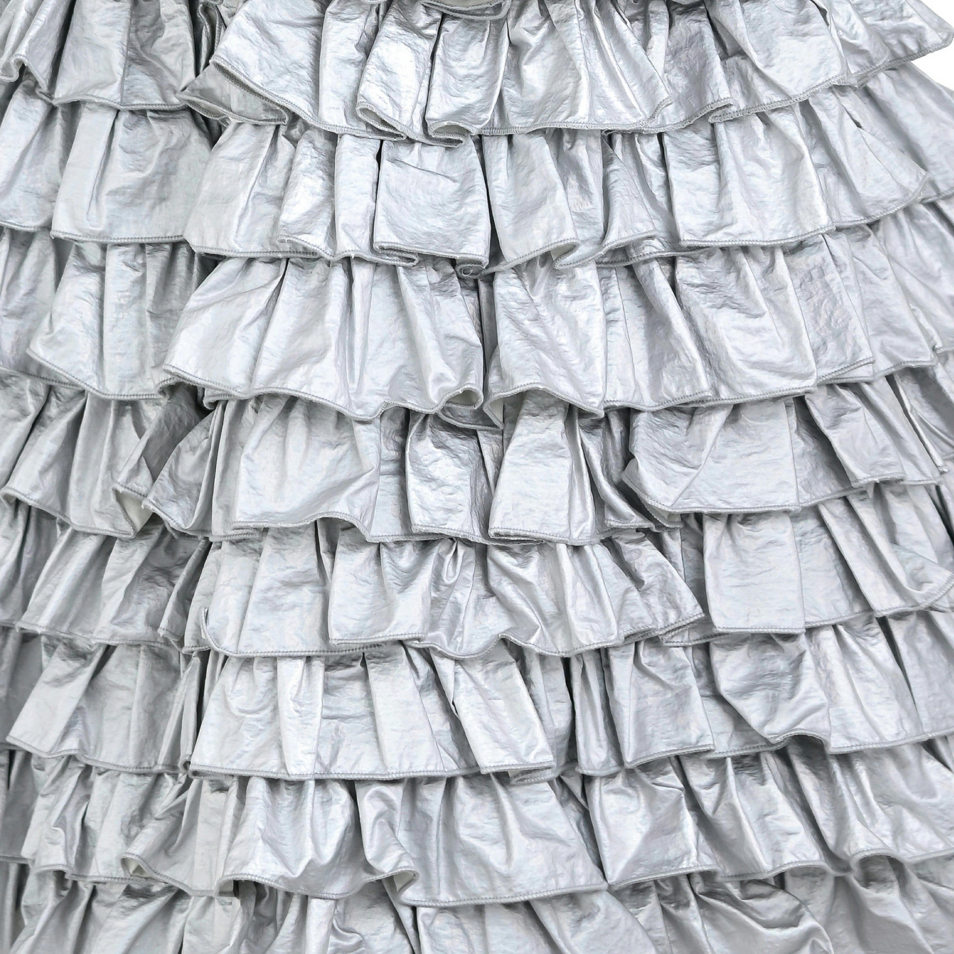 Silver Valeriane Tiered Ruffle Dress