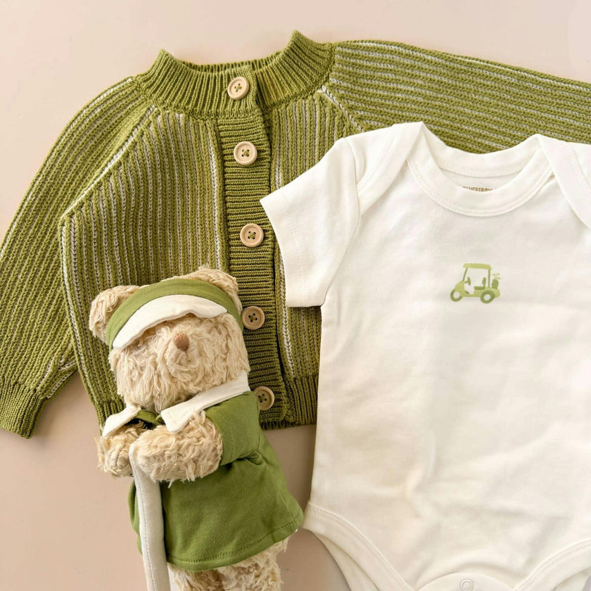 Walter Bear Plush Toy Onesie and Cardigan Set - Golf