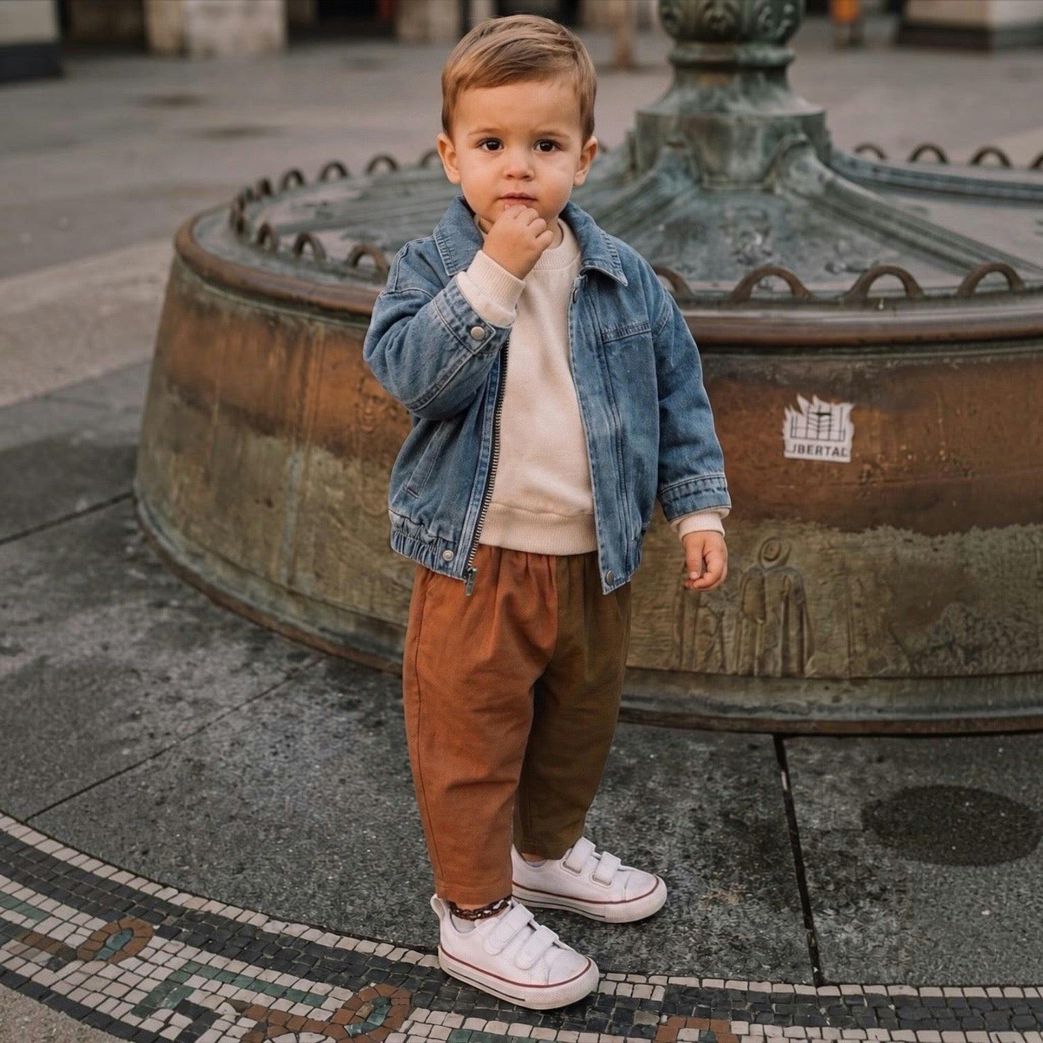 Rust & Brown Colorblock Canvas Pant