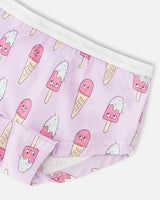 Organic Cotton Boyshort Panty Lilac Printed Ice Creams