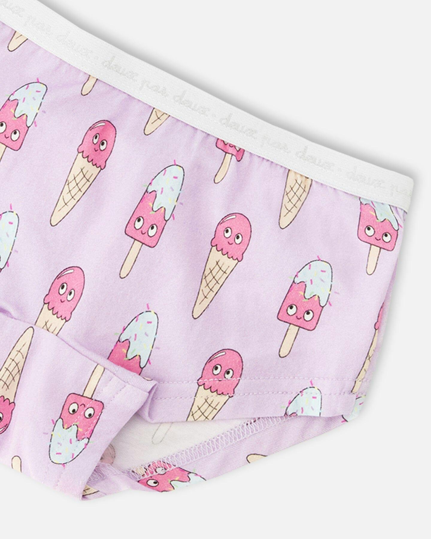 Organic Cotton Boyshort Panty Lilac Printed Ice Creams