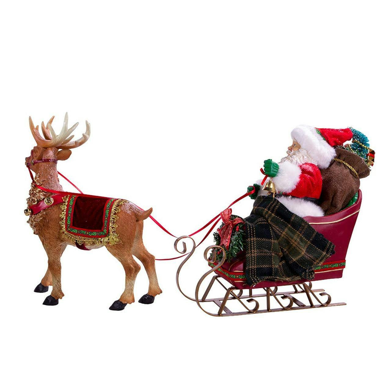 Kurt Adler 10-Inch Santa in Sleigh with Deer