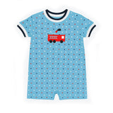 Printed Knit Shortall With Fire Truck