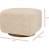 Kiwi Gliding Ottoman in Chai Shearling with Dark Wood Base