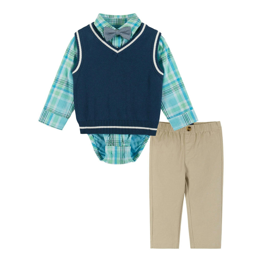 Infant Plaid Poplin and Sweater Vest Set