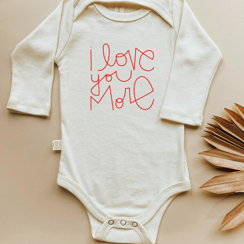 I Love You More - Long Sleeve Organic Baby Bodysuit