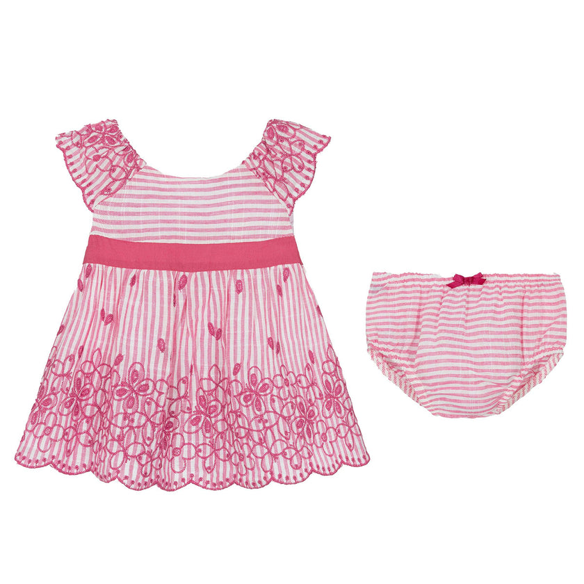 Pink Tulip Rose Embroidered Dress