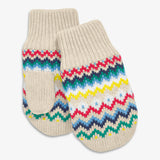 Baby knit mittens in rainbow fair isle