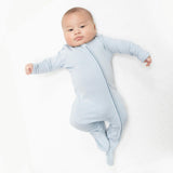Solid Sheer Blue Rib - 2 Way Zipper Footie