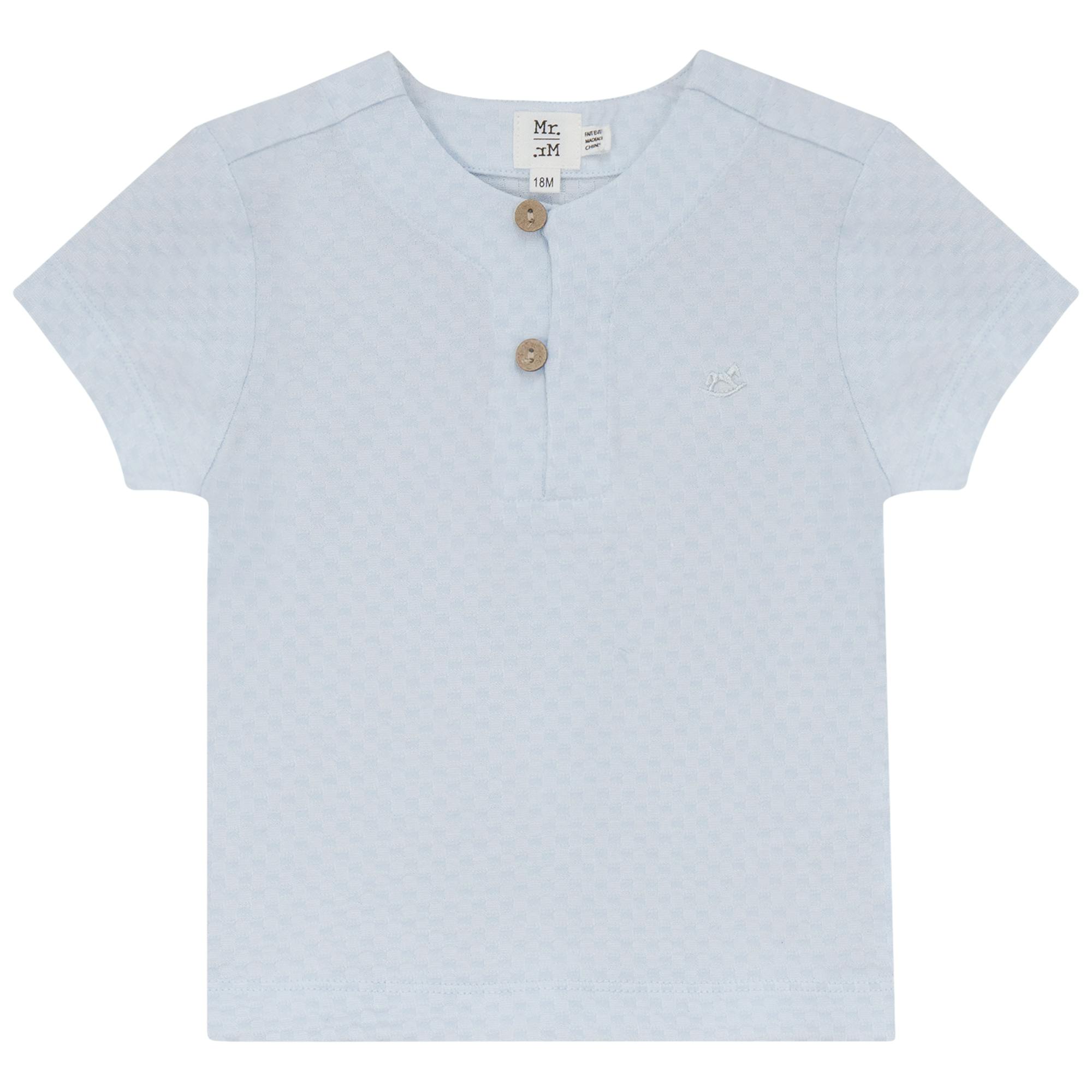 Checkered Button Front Short Sleeve Top
