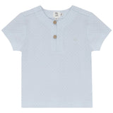 Checkered Button Front Short Sleeve Top