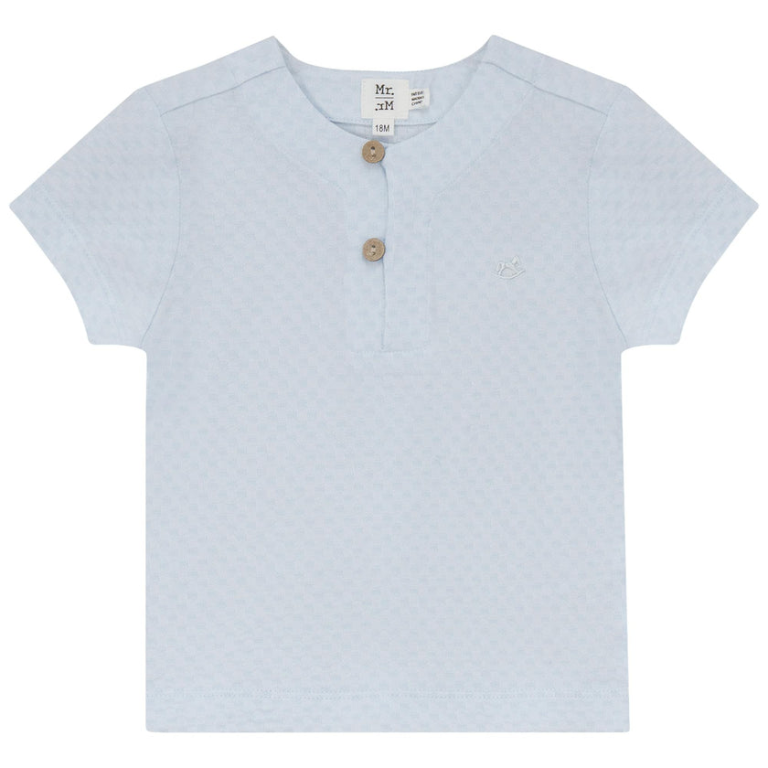 Checkered Button Front Short Sleeve Top