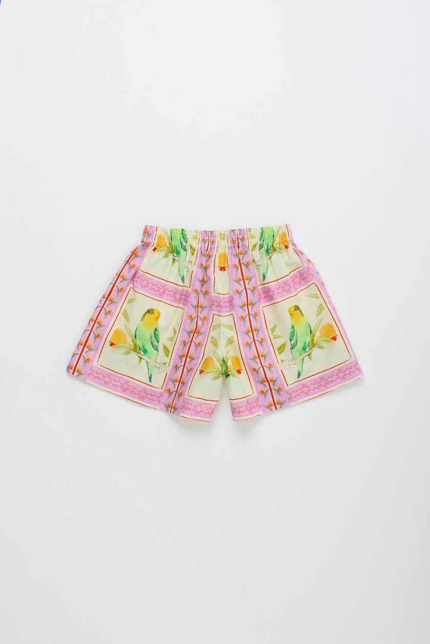 BIRDS PATCHWORK SHORTS BLUSH