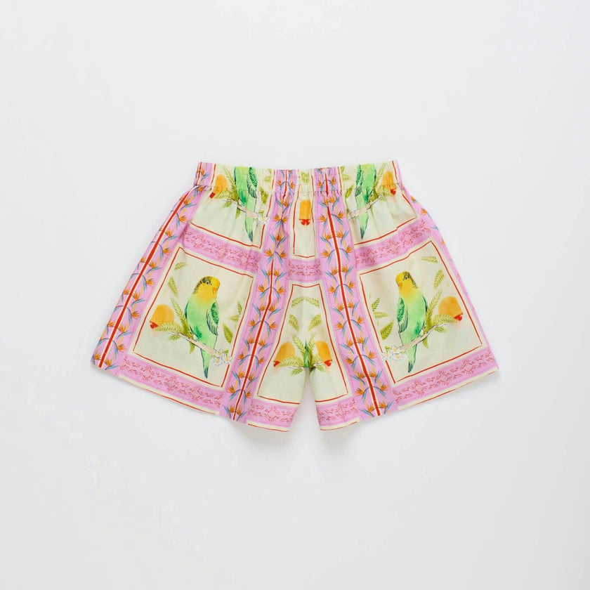 BIRDS PATCHWORK SHORTS BLUSH
