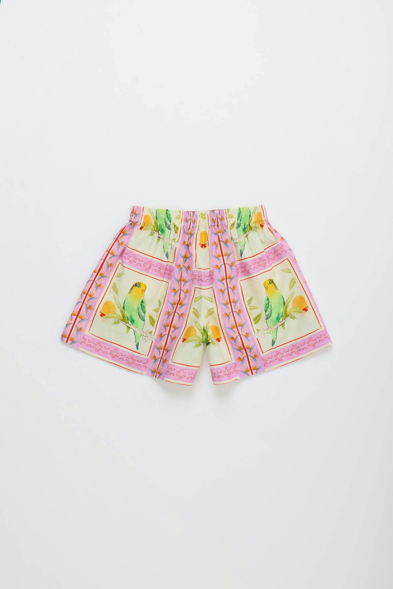 BIRDS PATCHWORK SHORTS BLUSH