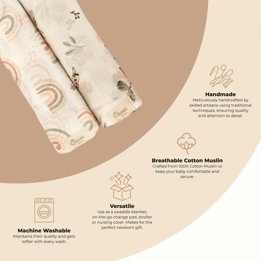 Parker Cotton Muslin Swaddle Blanket Set (Butterfly, Set of 2)