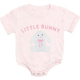 Little Bunny Patch Easter Short Sleeve Romper - Ballet