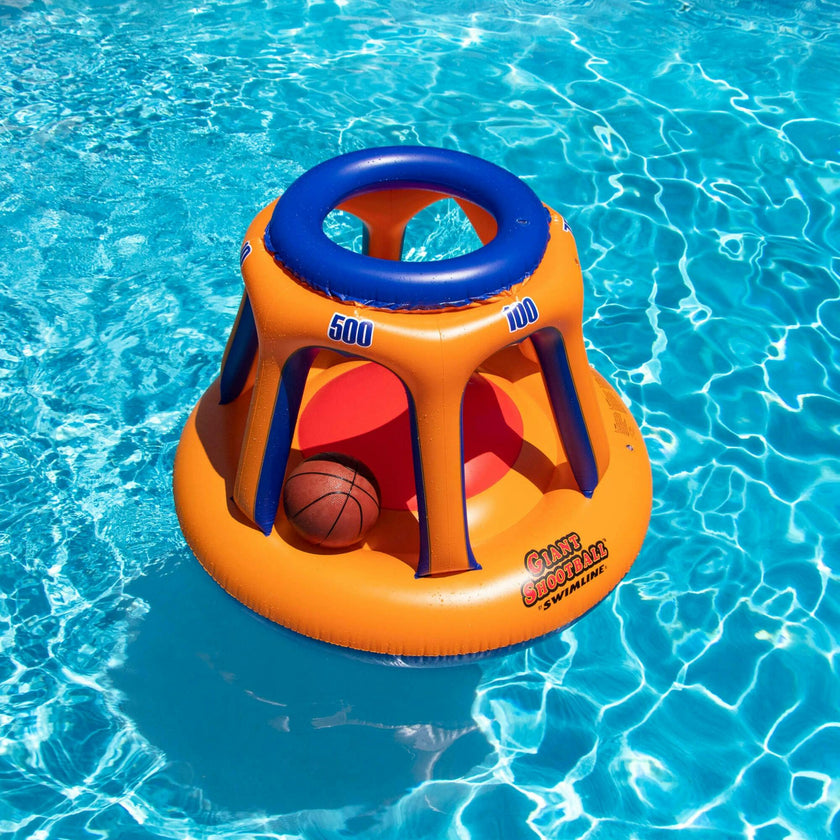 Inflatable Pool Basketball Hoop Floating Or Poolside Game Giant Shootball