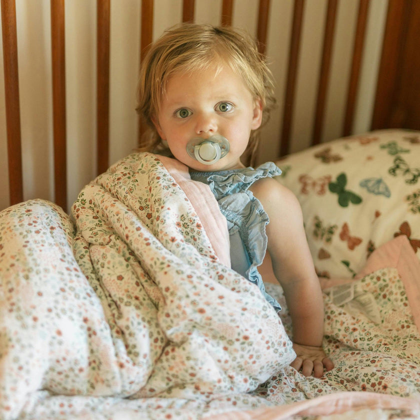 Cotton Muslin Toddler Comforter - Butterflies