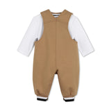 Beige Logo Baby Overall Set