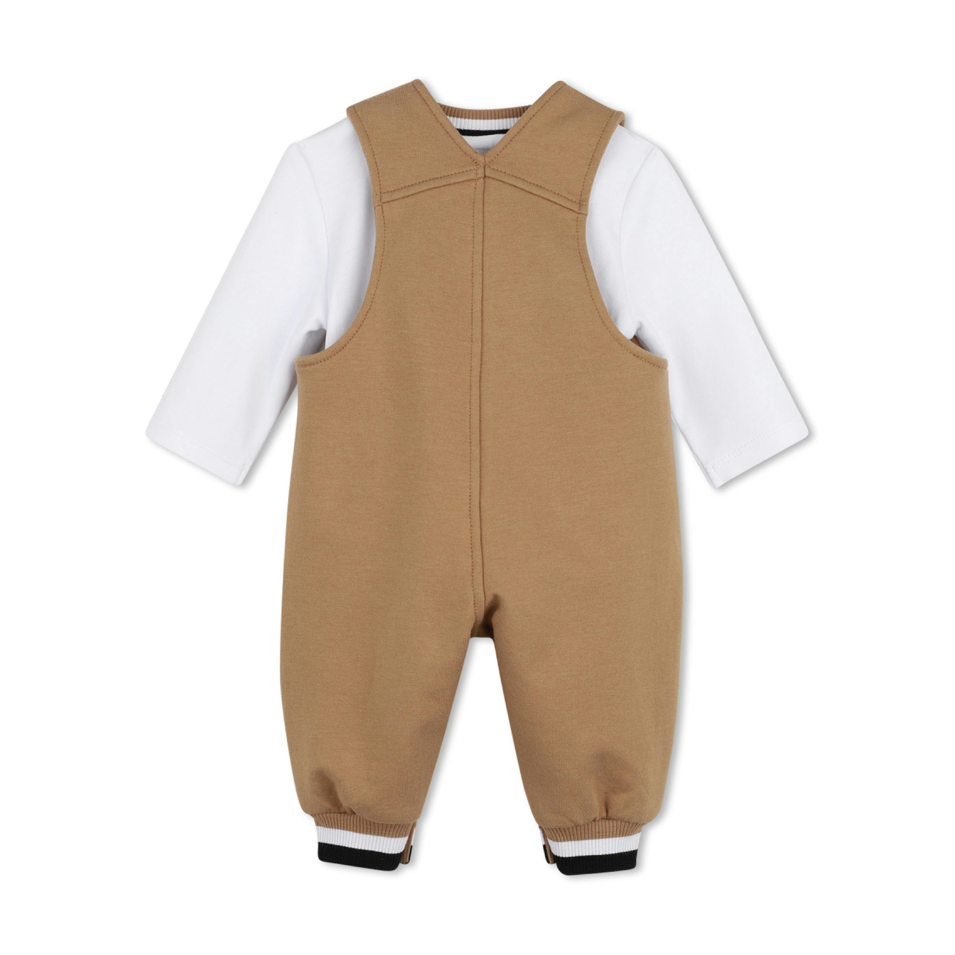 Beige Logo Baby Overall Set