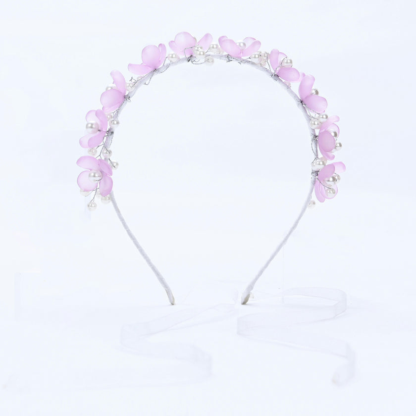 Purple Floral Pearl Headband
